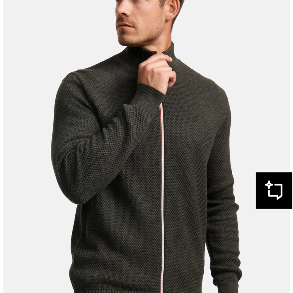 Kronstadt Mens Zip Gray Knit Cardigan Sweater